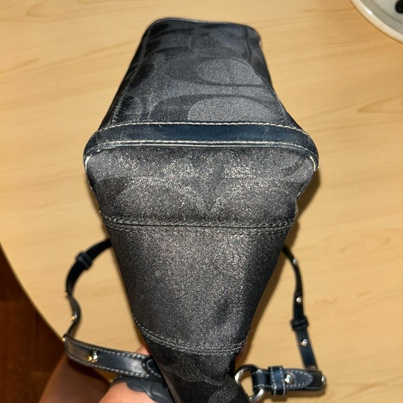 Coach Black Tote Bag with Signature Monogram and Leather Trim - Picture 12 of 13